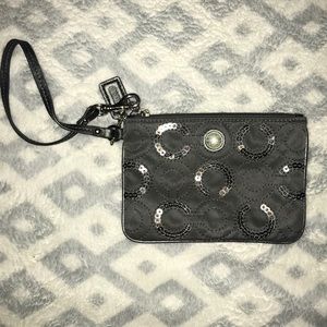 Silver Sequin Coach Wristlet ✨
